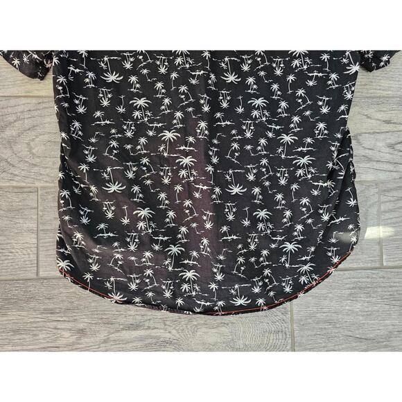 Men's Denim & Flower Button Up Shirt Size Slim Fit X Large Black Palm Trees - Picture 6 of 8